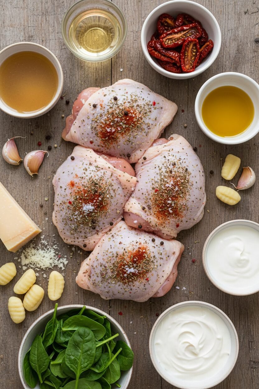 Creamy Sun-Dried Tomato Spinach Gnocchi Skillet