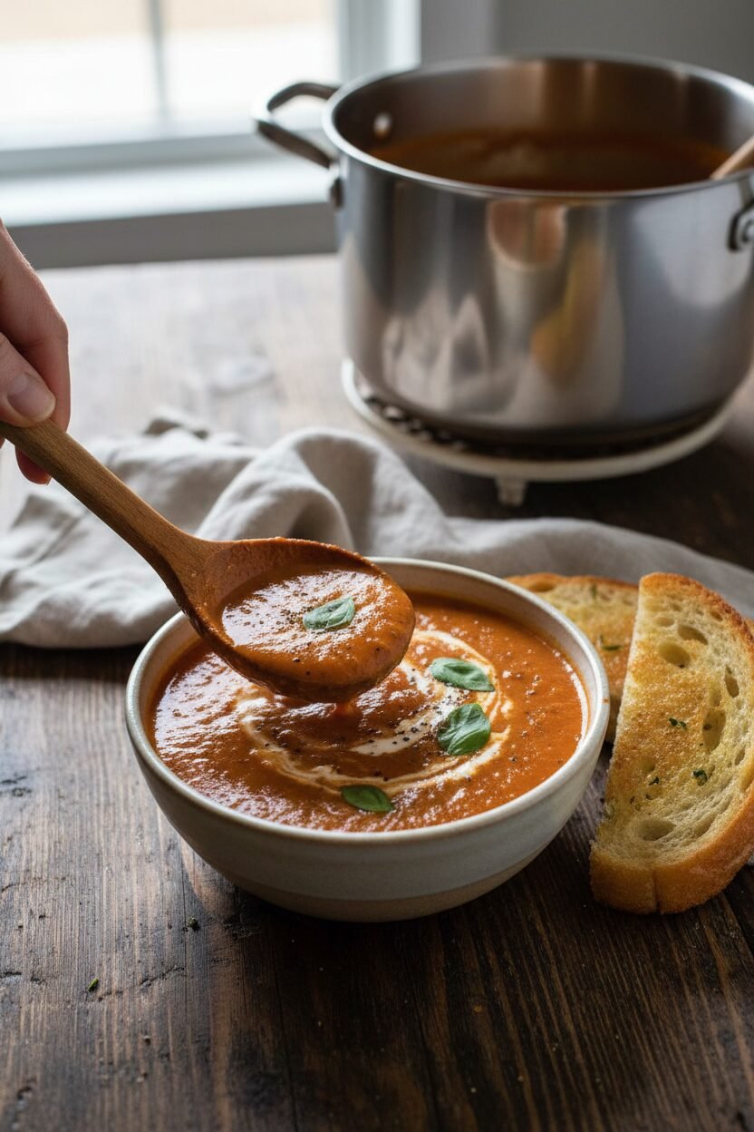 Creamy Tomato Basil Soup in One Pot