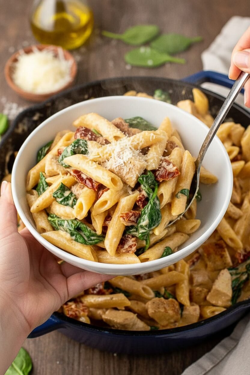 Creamy Tuscan Chicken One Pot Pasta