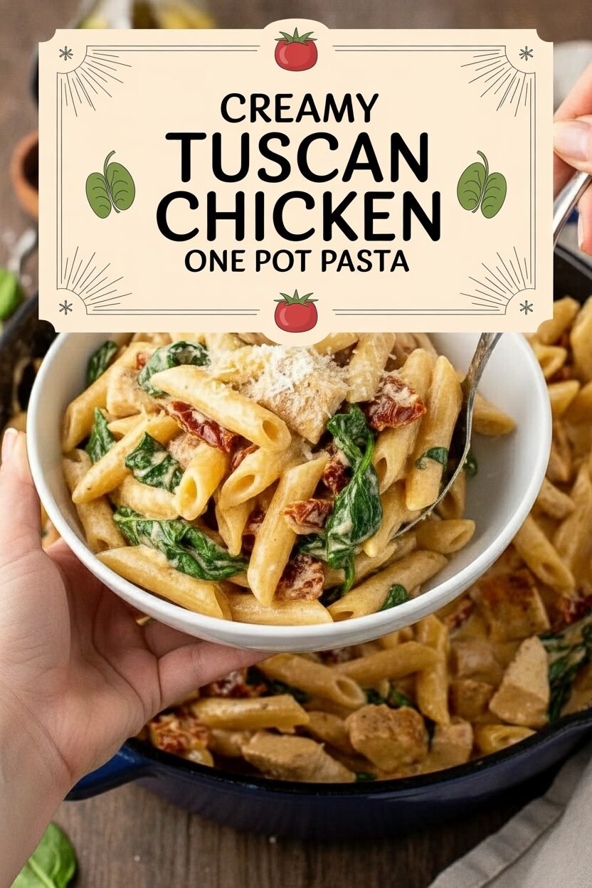 Creamy Tuscan Chicken One Pot Pasta