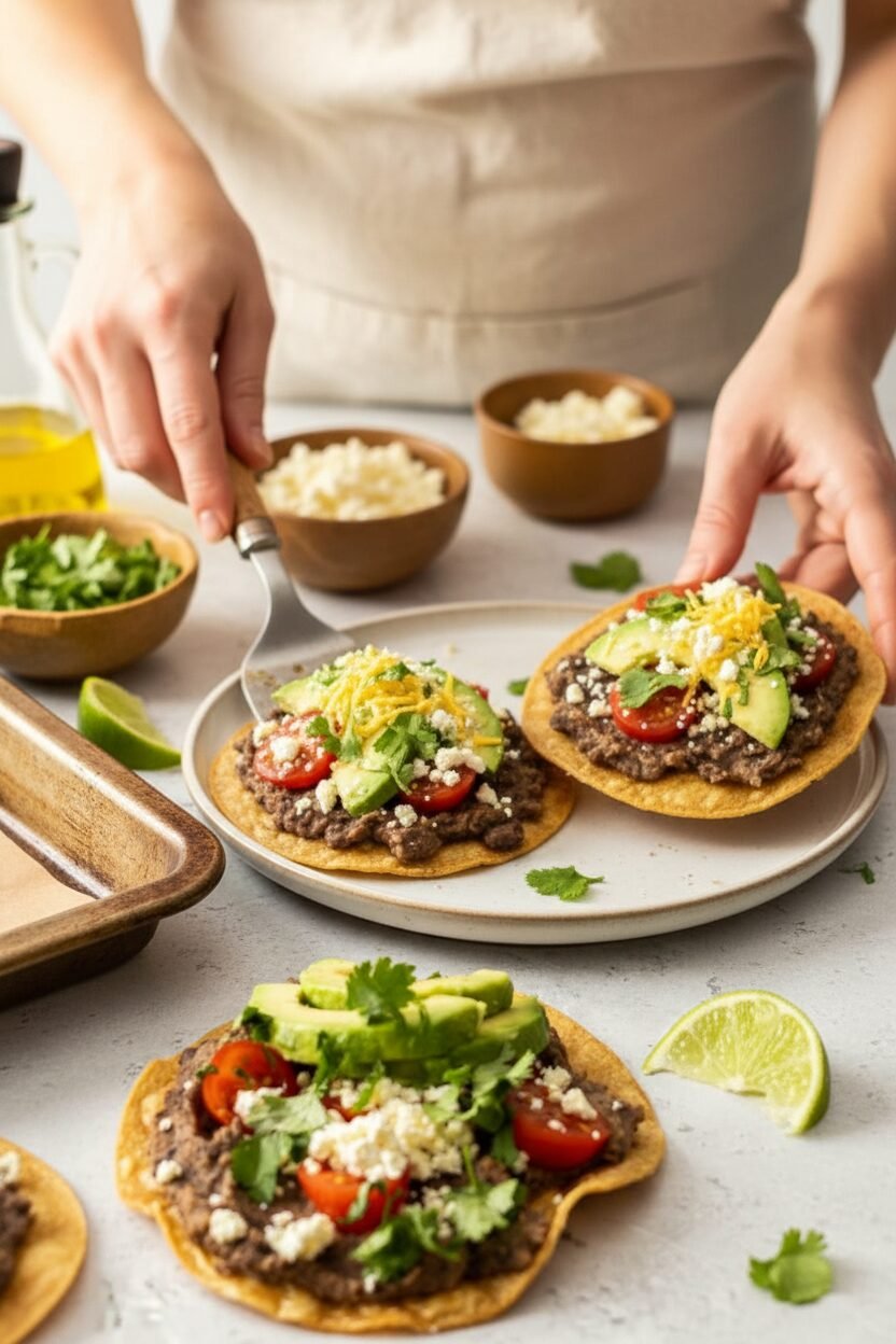Crispy Black Bean and Corn Tostadas