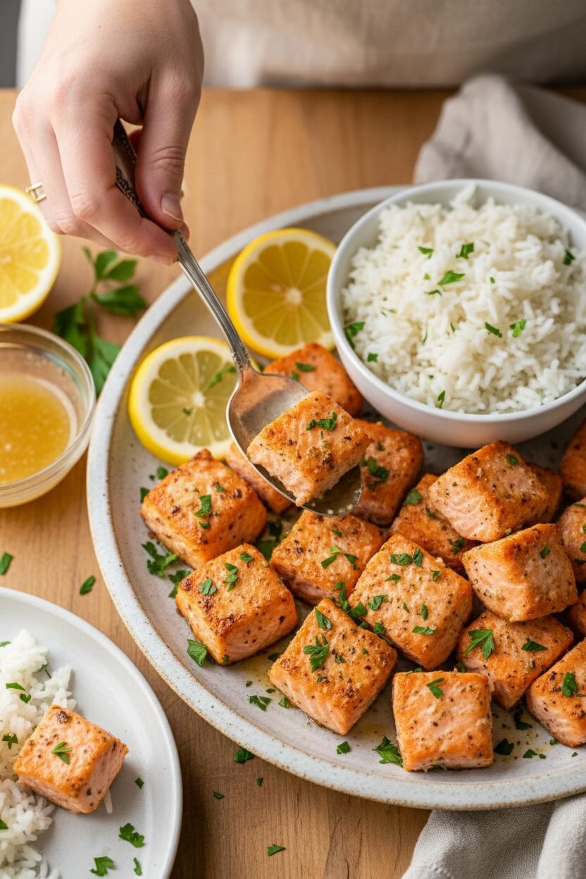 Crispy Lemon Herb Salmon Bites