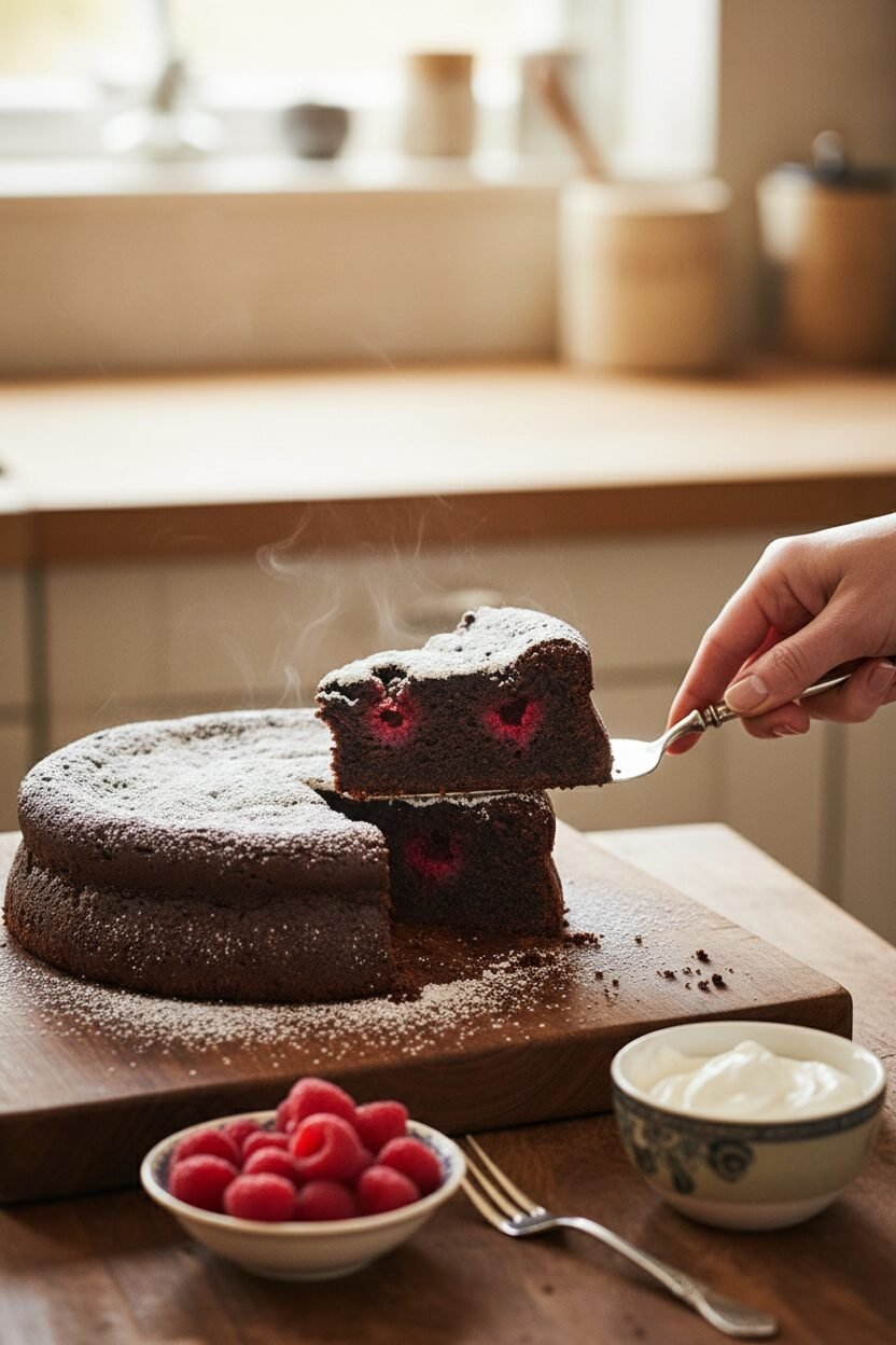 Decadent Chocolate Raspberry Cloud Cake