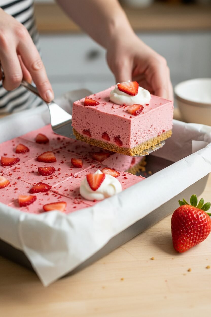 Easy No-Bake Strawberry Cheesecake Bars