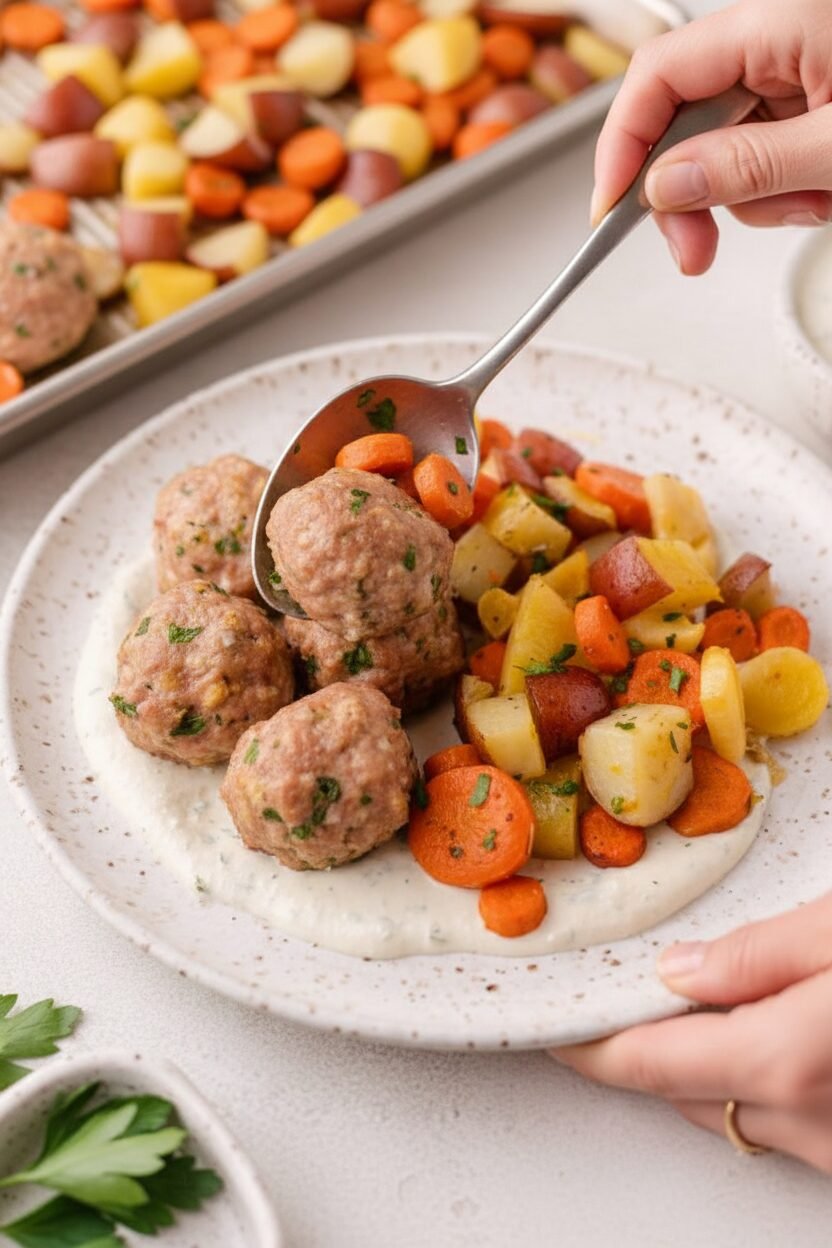 Easy Sheet Pan Turkey Meatball Meal