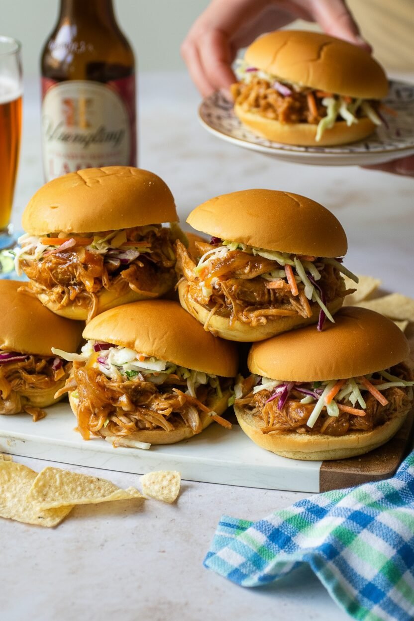 Easy Slow Cooker BBQ Chicken Sliders