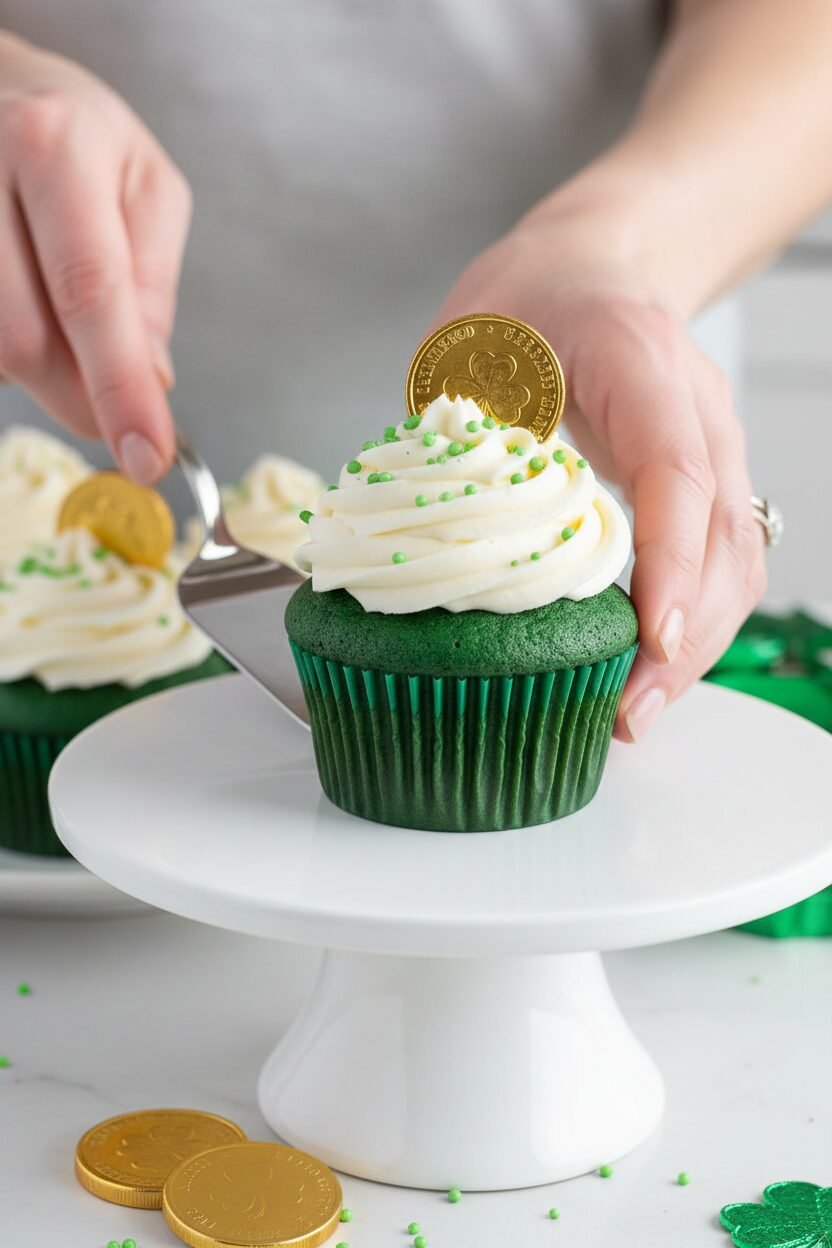 Emerald Velvet St. Patricks Day Cupcakes