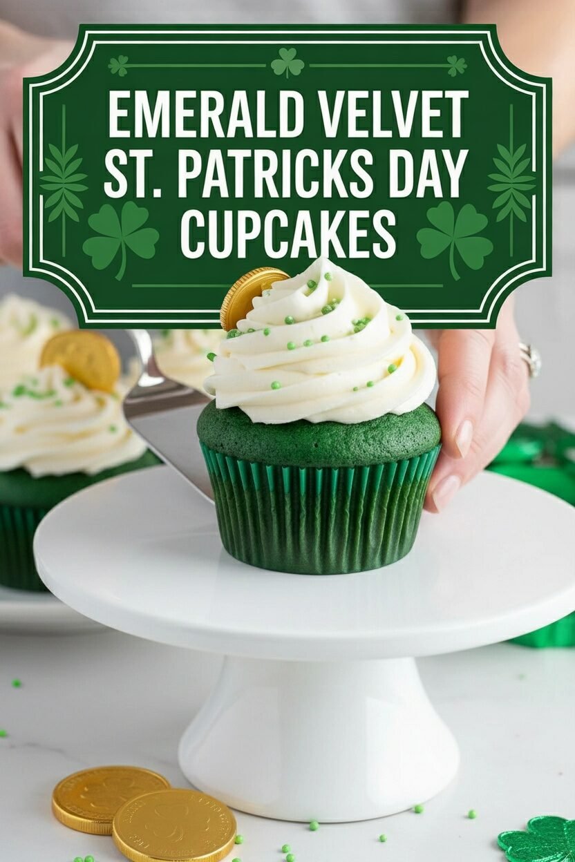 Emerald Velvet St. Patricks Day Cupcakes