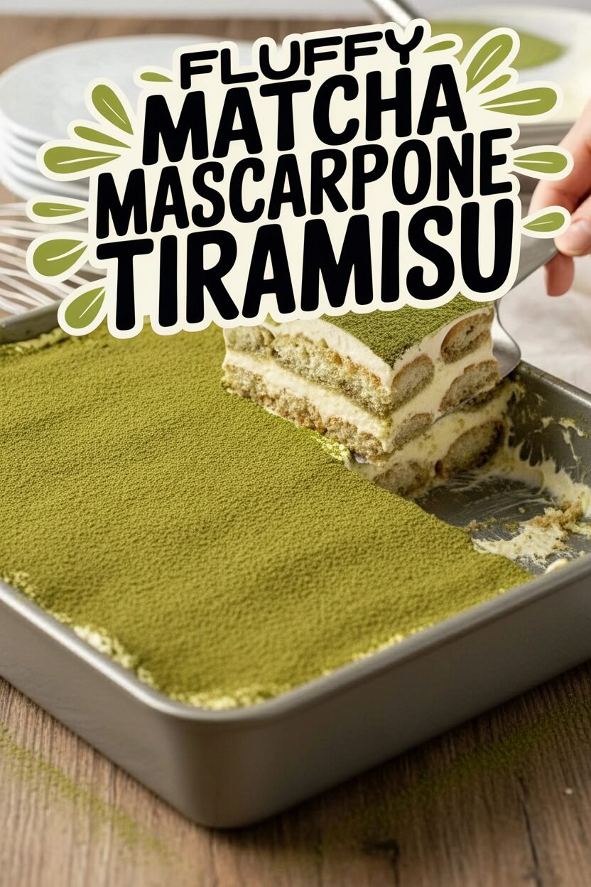 Fluffy Matcha Mascarpone Tiramisu