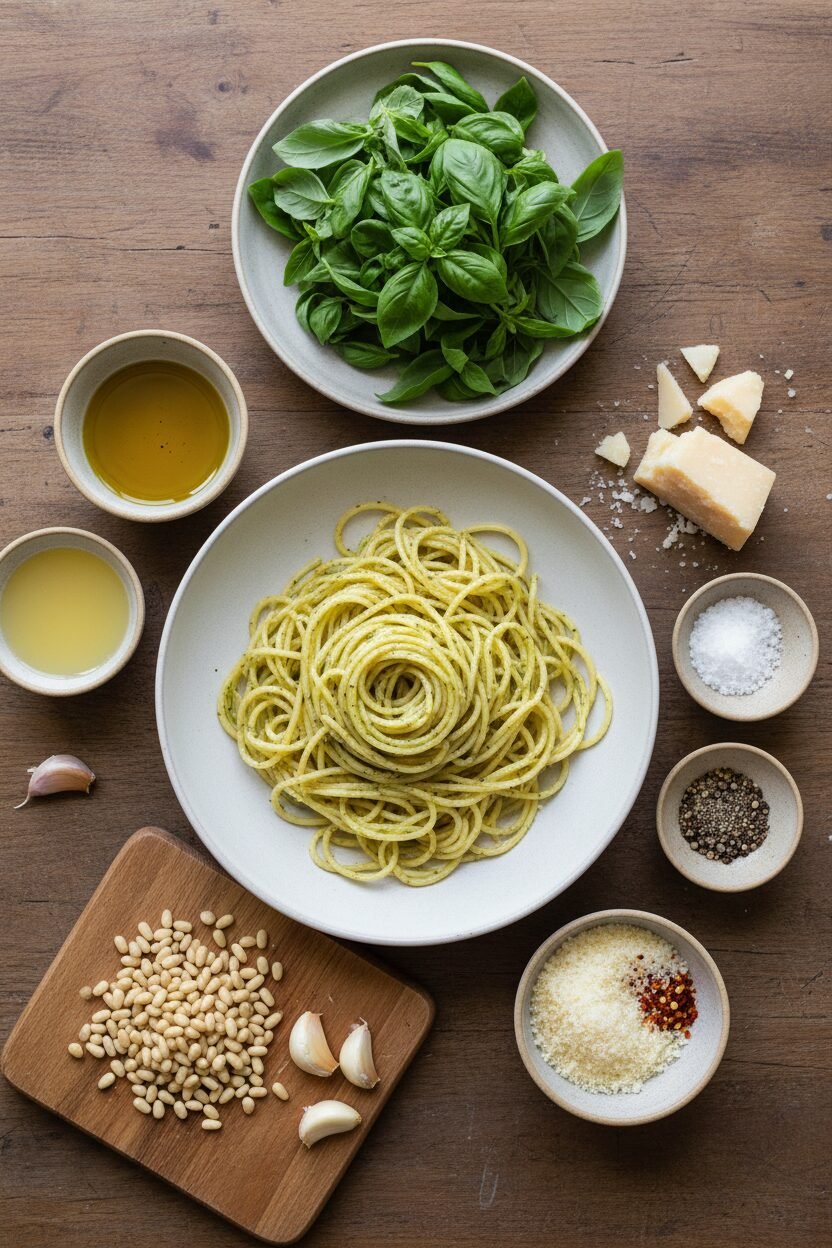 Fresh Basil Pesto Pasta at Home