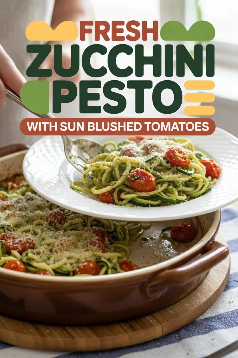 Fresh Zucchini Pesto with Sun Blushed Tomatoes