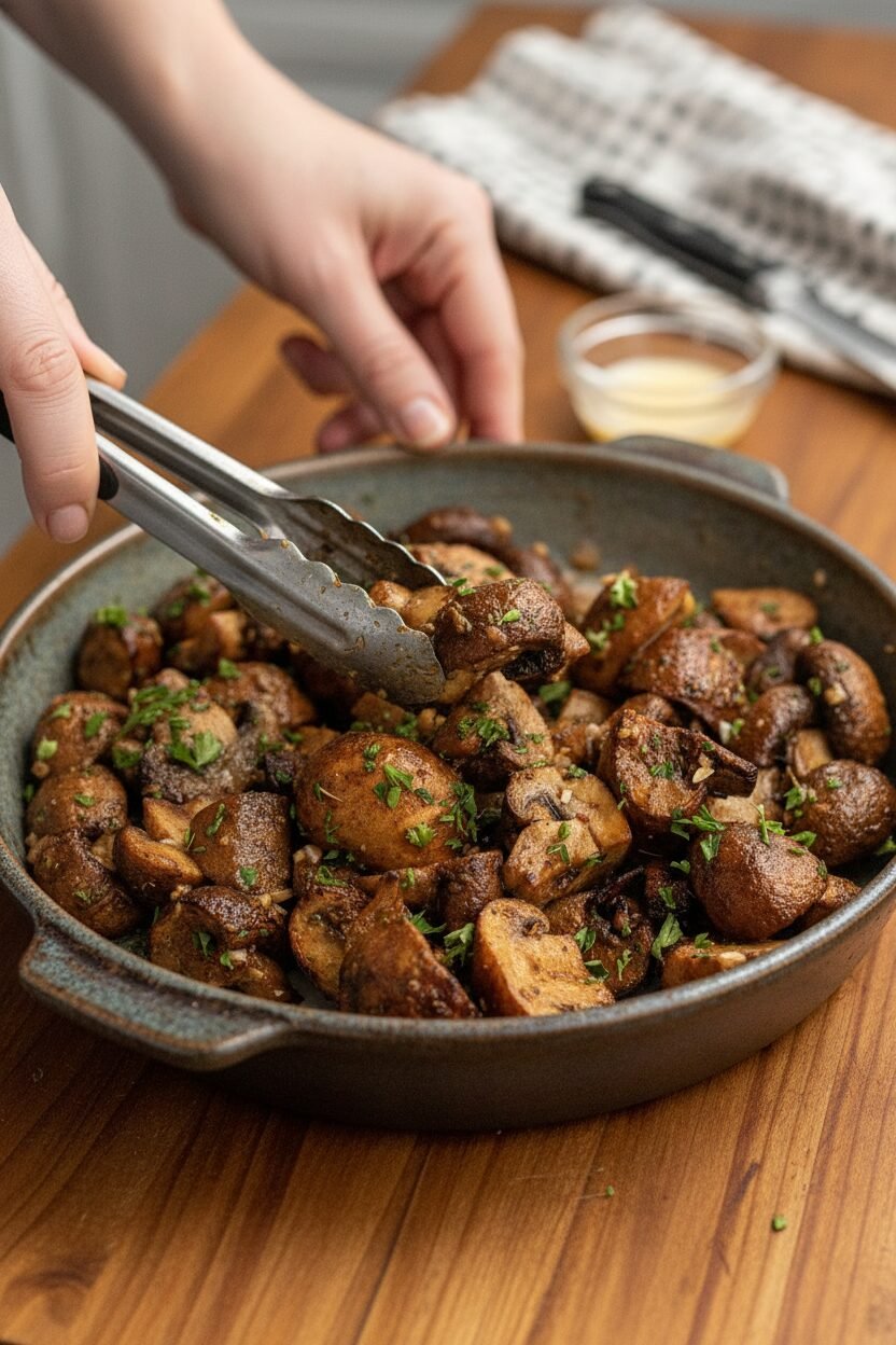 Garlic Butter Air Fried Mushrooms