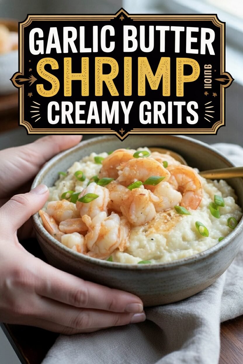 Garlic Butter Shrimp Over Creamy Grits