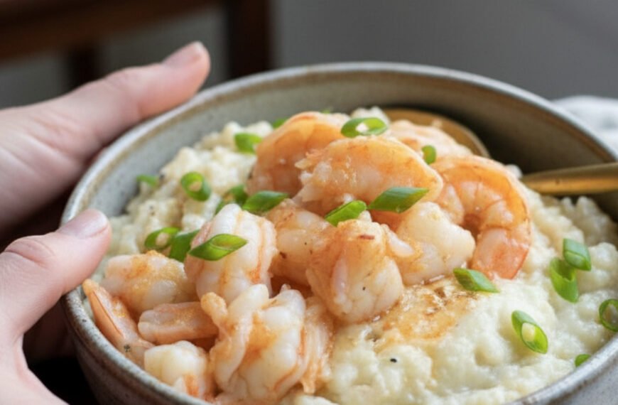 Garlic Butter Shrimp Over Creamy Grits