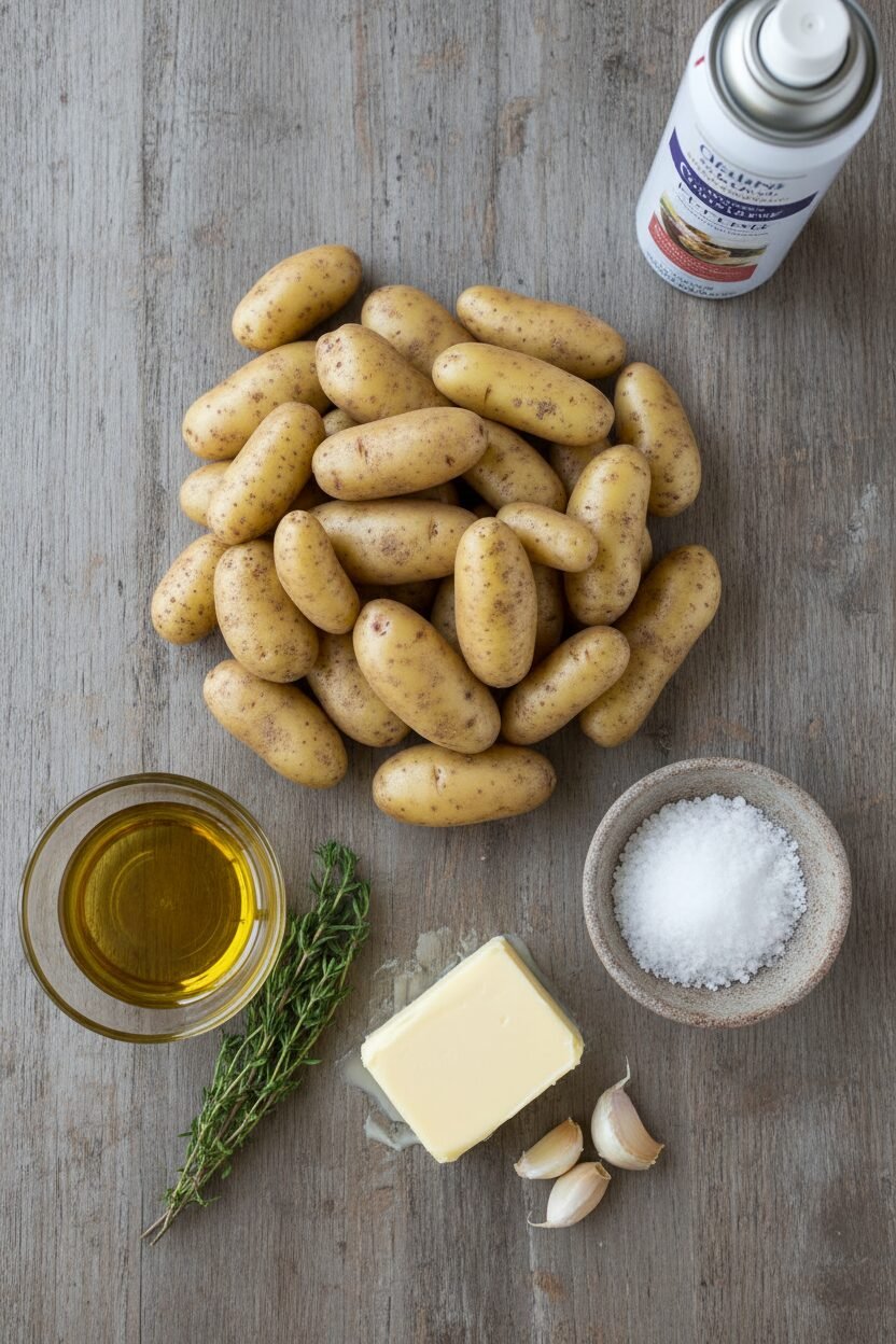 Garlic Chive Smashed Fingerling Potatoes