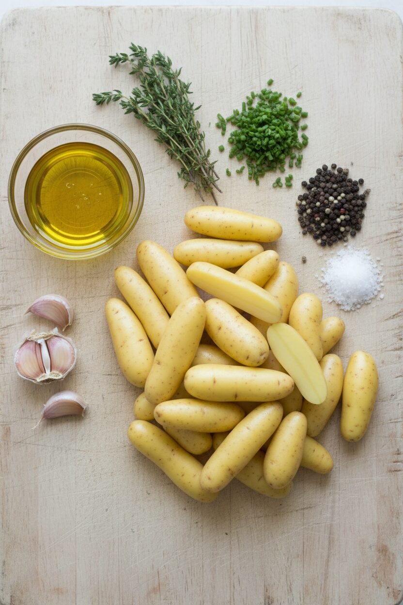 Garlic Chive Smashed Fingerling Potatoes