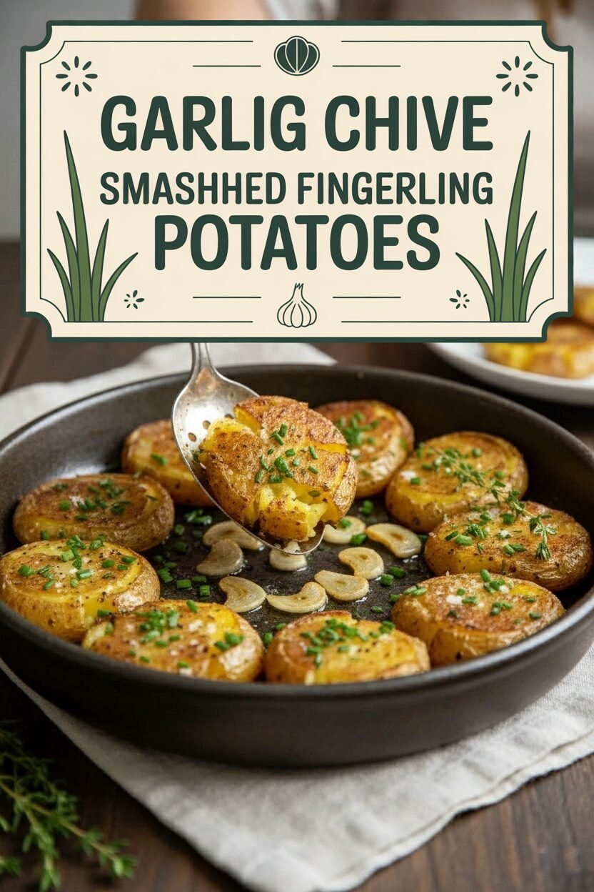 Garlic Chive Smashed Fingerling Potatoes