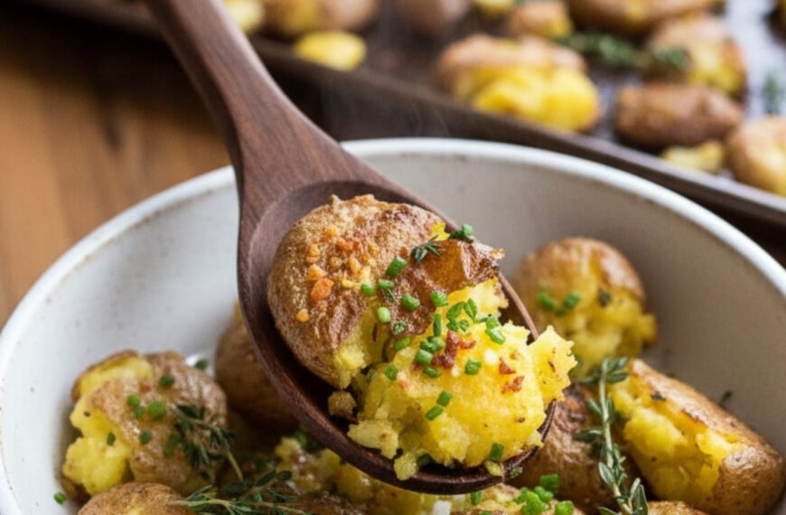 Garlic Chive Smashed Fingerling Potatoes