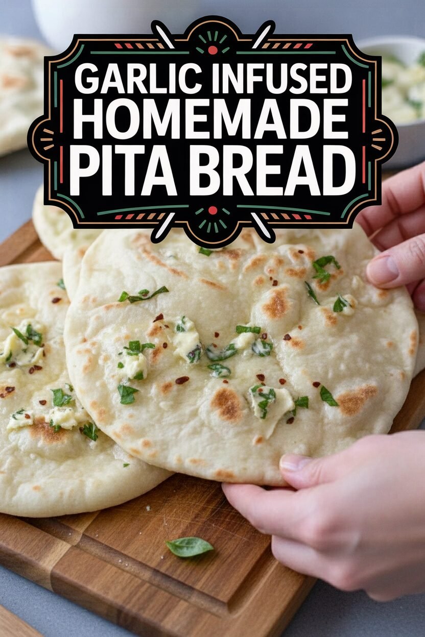 Garlic Infused Homemade Pita Bread