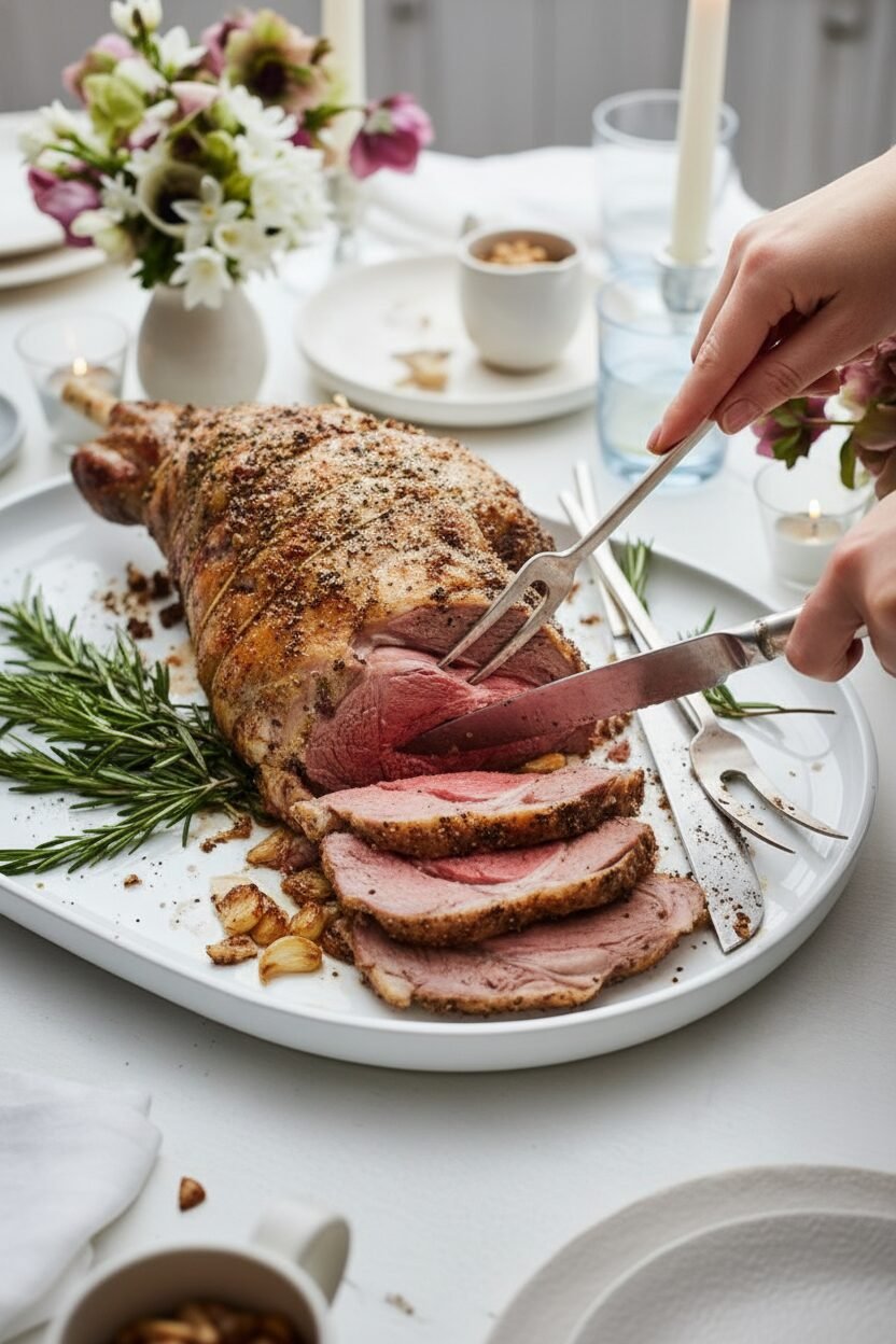 Garlic Rosemary Roasted Leg of Lamb