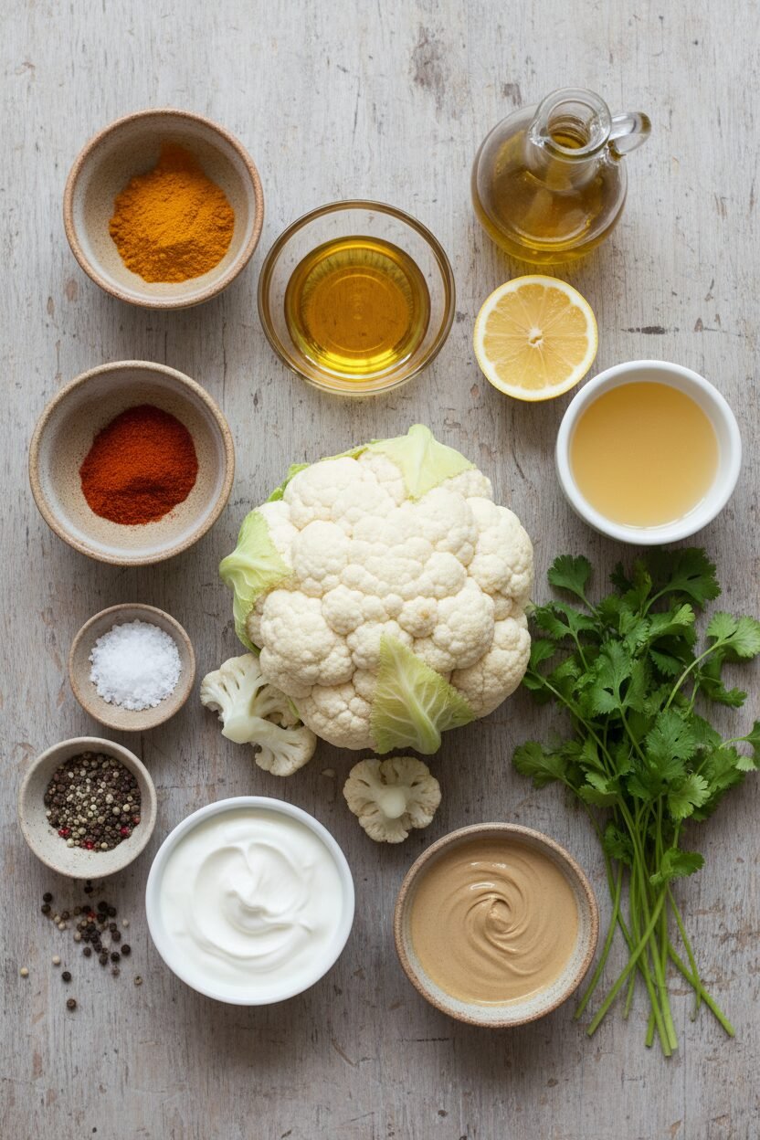Golden Turmeric Roasted Cauliflower with Tahini