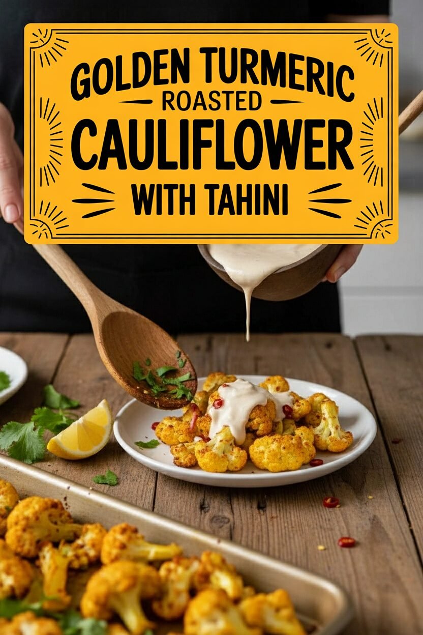 Golden Turmeric Roasted Cauliflower with Tahini
