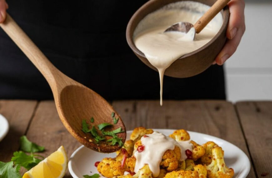 Golden Turmeric Roasted Cauliflower with Tahini