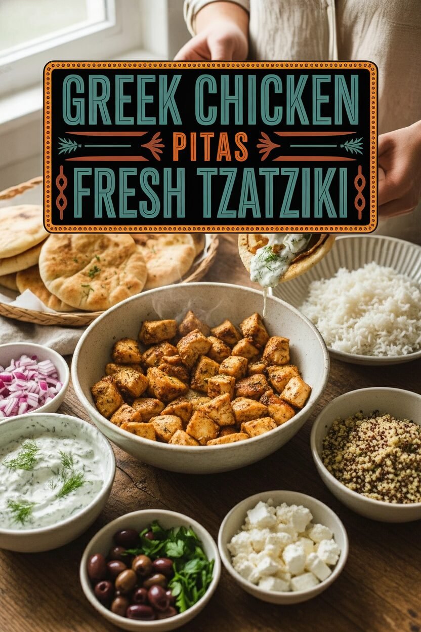 Greek Chicken Pitas with Fresh Tzatziki