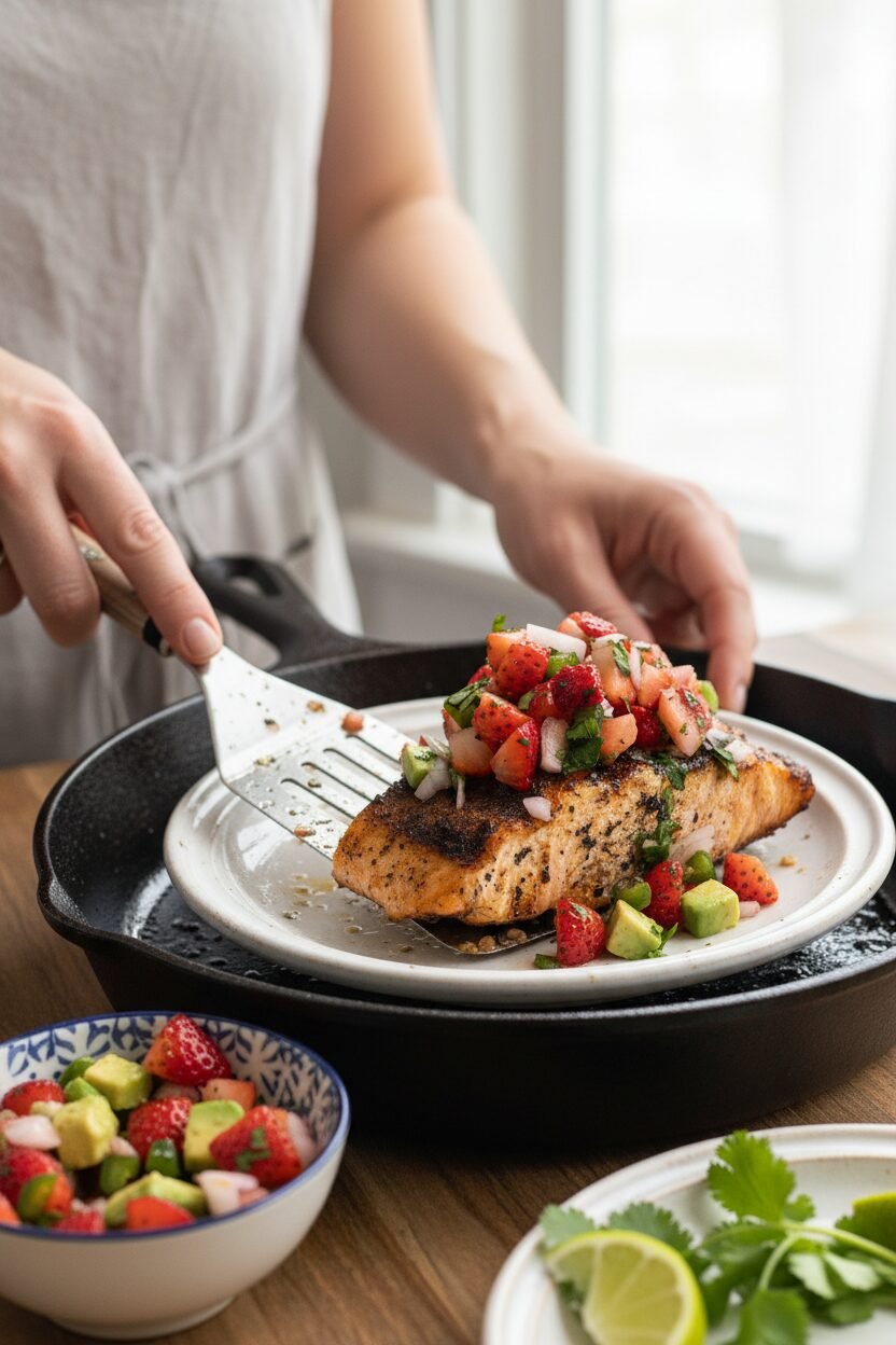 Grilled Salmon with Strawberry Avocado Salsa