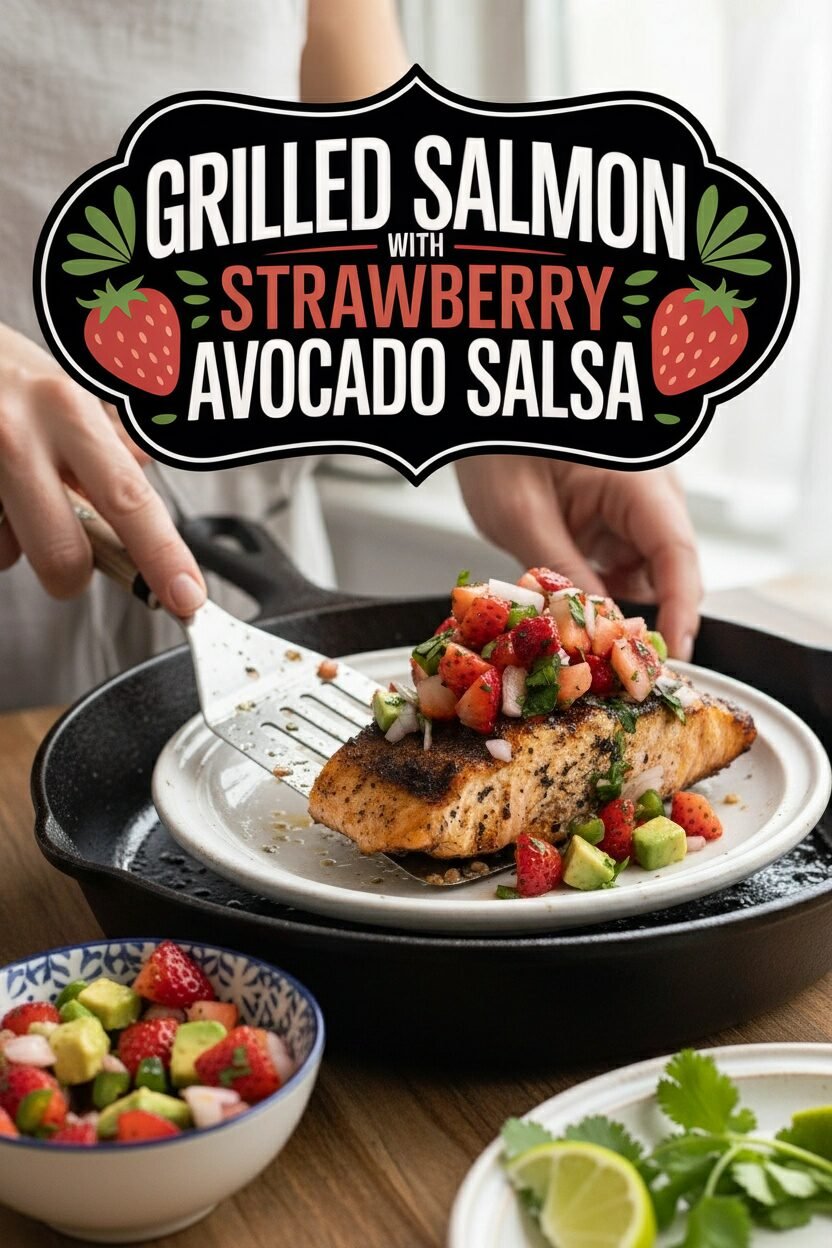 Grilled Salmon with Strawberry Avocado Salsa