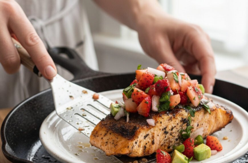 Grilled Salmon with Strawberry Avocado Salsa