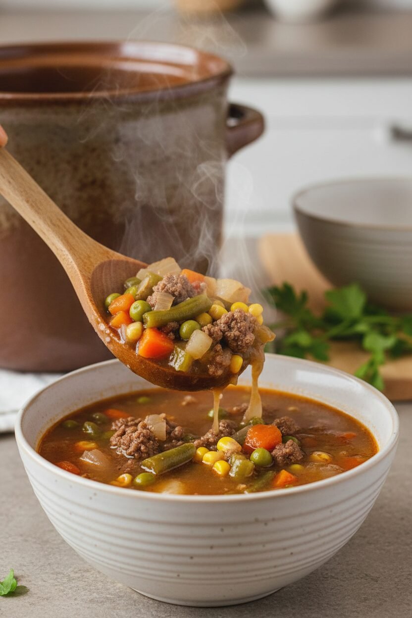 Hearty Beef and Vegetable Slow Cooker Soup