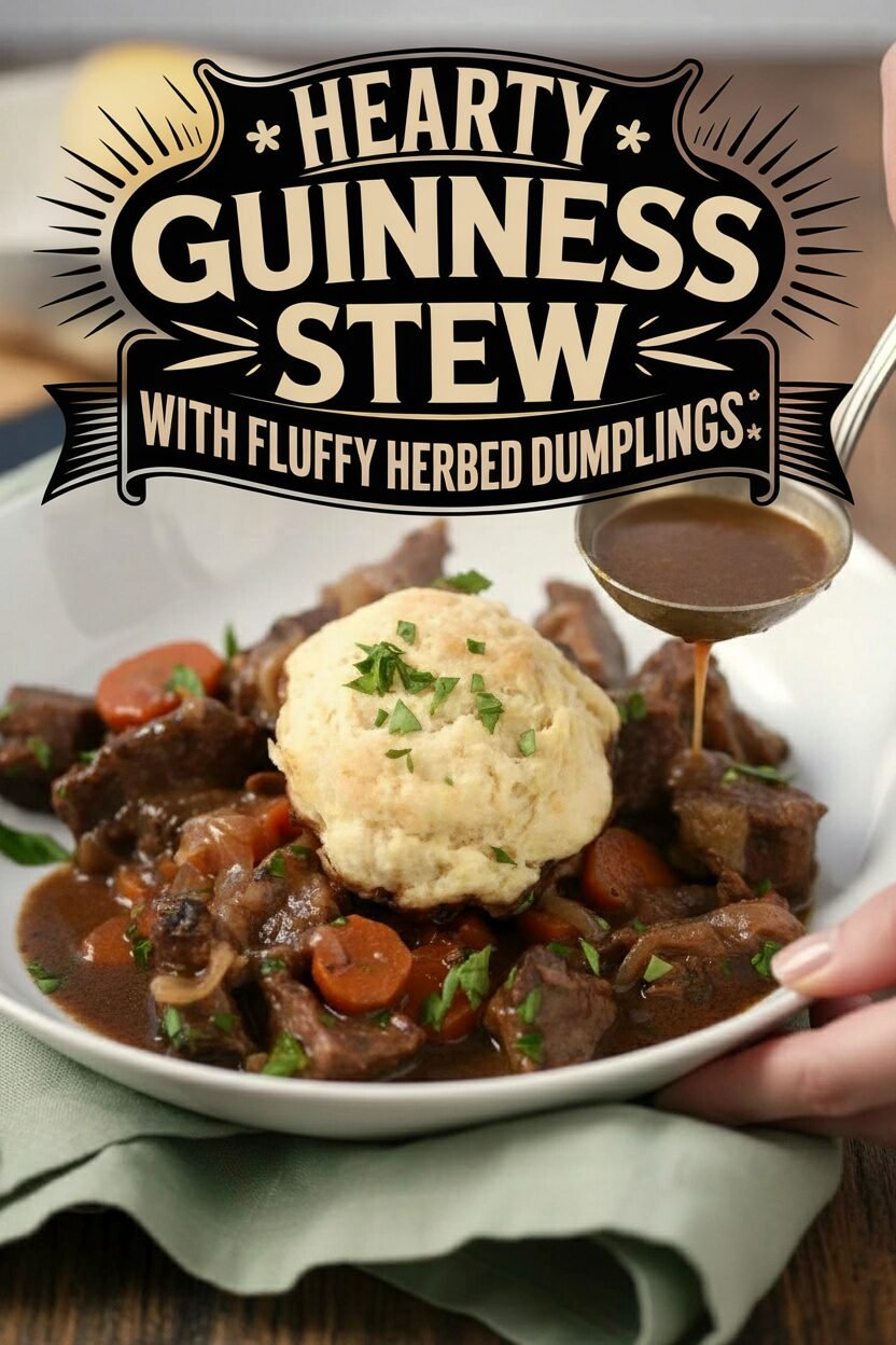 Hearty Guinness Stew with Fluffy Herbed Dumplings