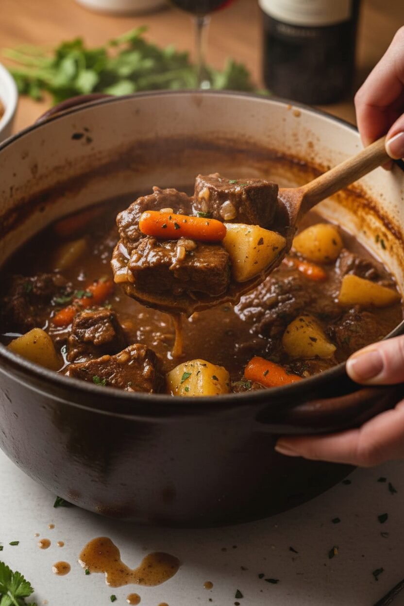 Hearty Red Wine Beef Stew with Carrots