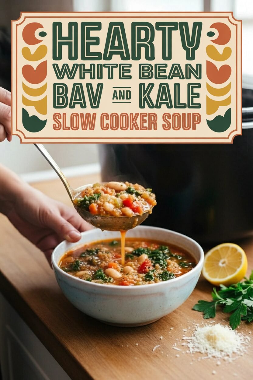 Hearty White Bean and Kale Slow Cooker Soup