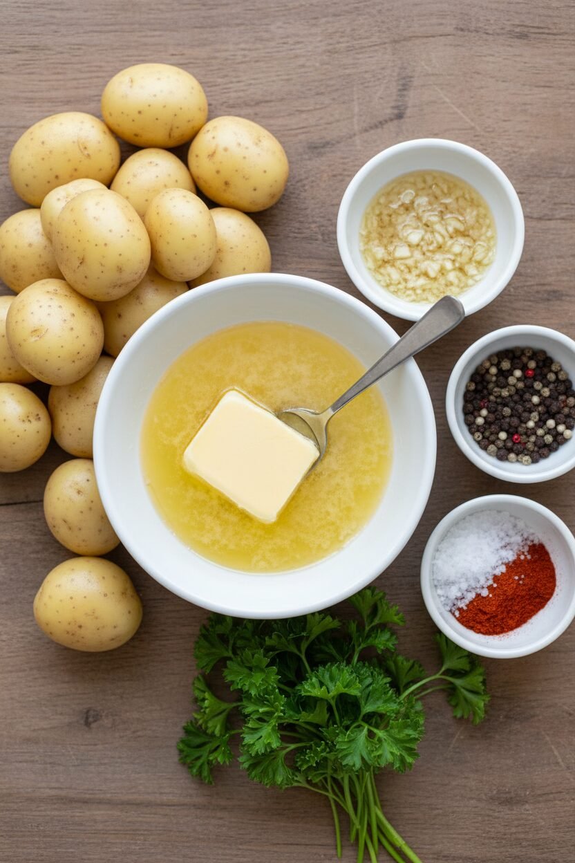 Herb Butter Crispy Smashed Potatoes