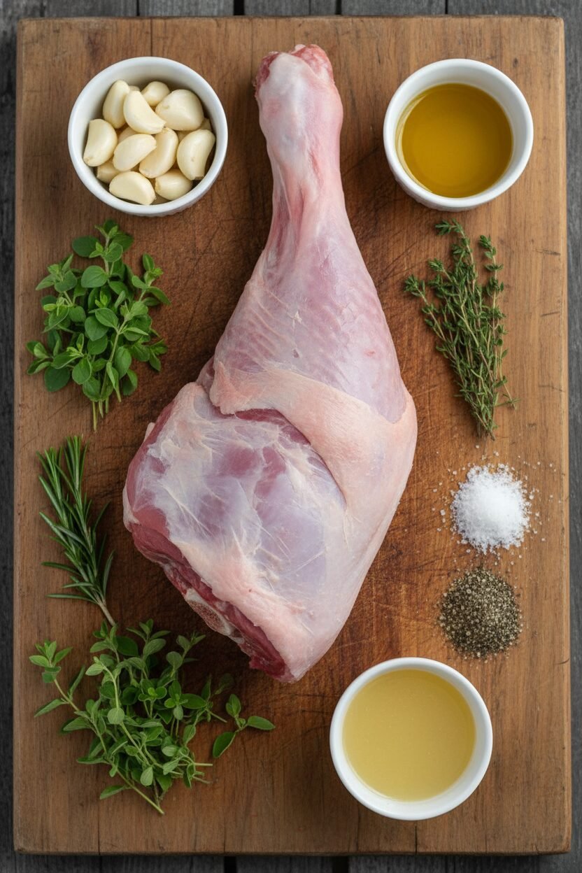 Herb Crusted Garlic Roasted Lamb Leg