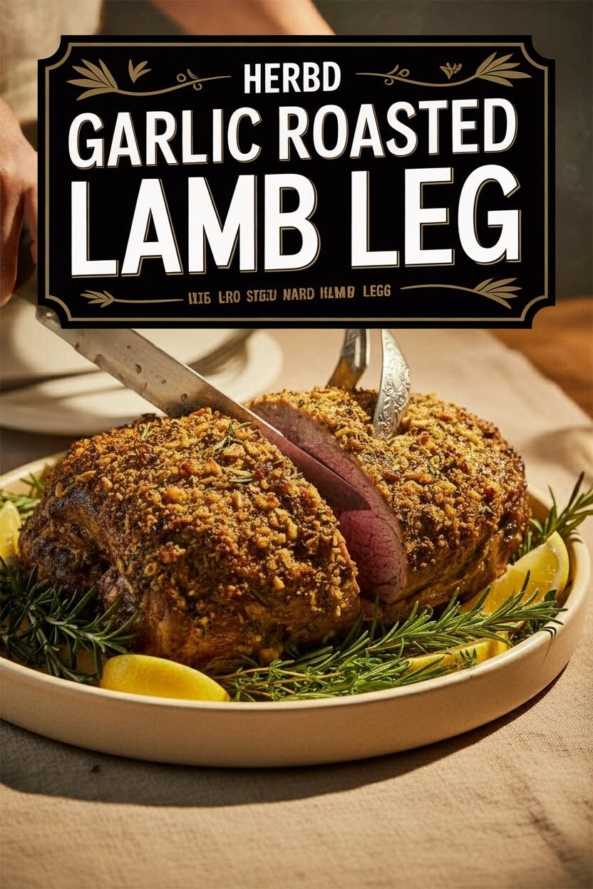 Herb Crusted Garlic Roasted Lamb Leg