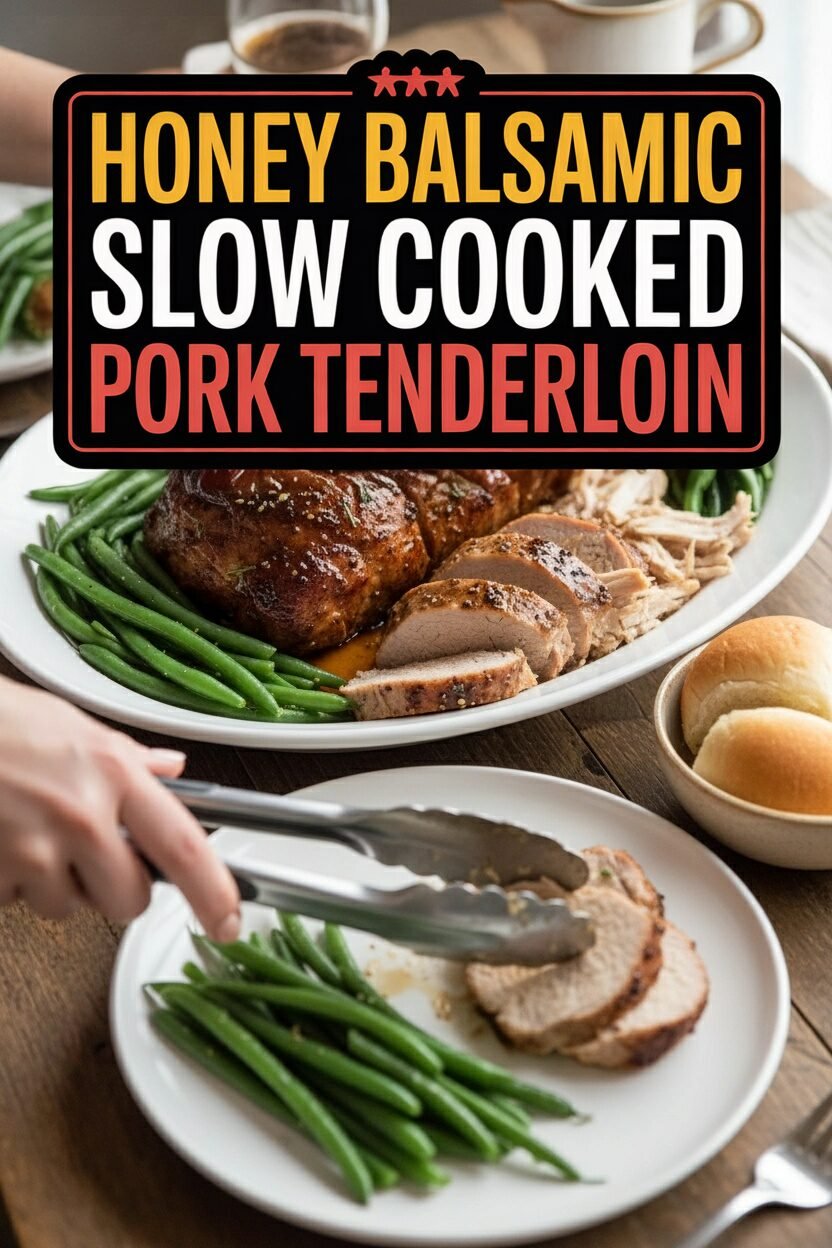 Honey Balsamic Slow Cooked Pork Tenderloin