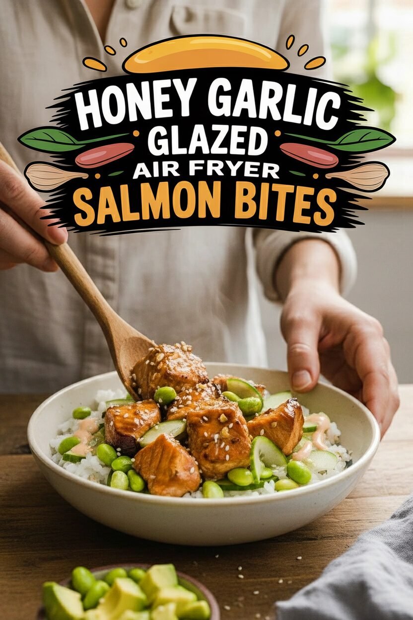 Honey Garlic Glazed Air Fryer Salmon Bites