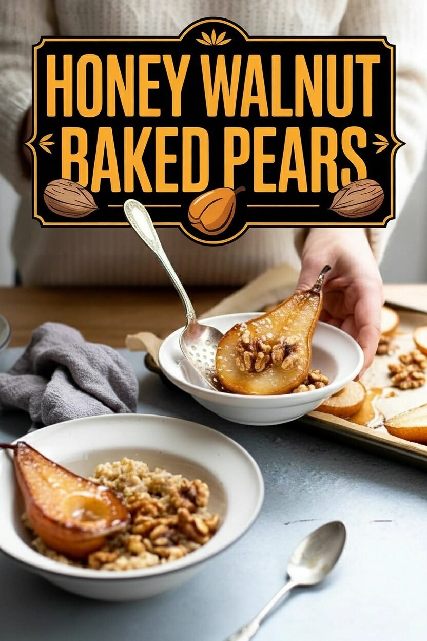 Honey Walnut Baked Pears
