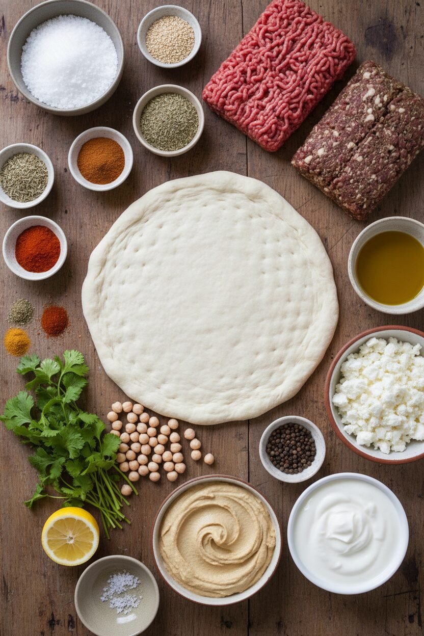 Hummus and Feta Flatbread Pizza