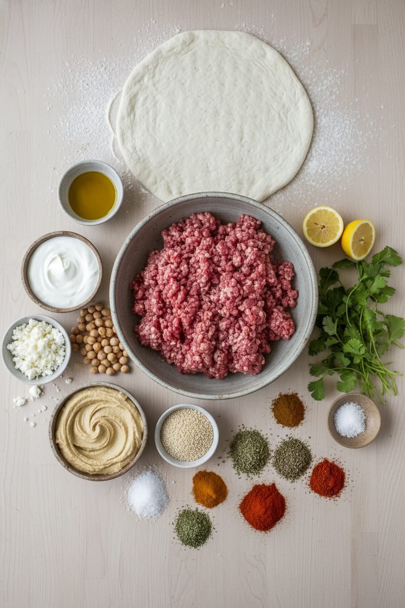 Hummus and Feta Flatbread Pizza