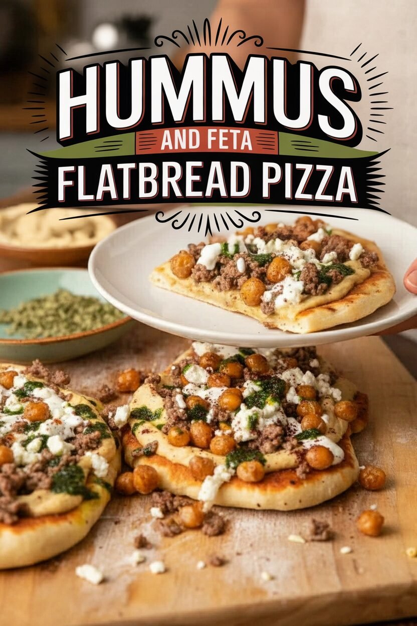 Hummus and Feta Flatbread Pizza