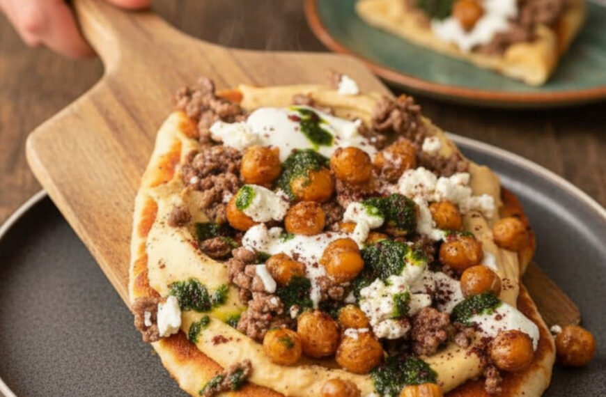 Quick Mediterranean Flatbread Pizza with Hummus and Feta