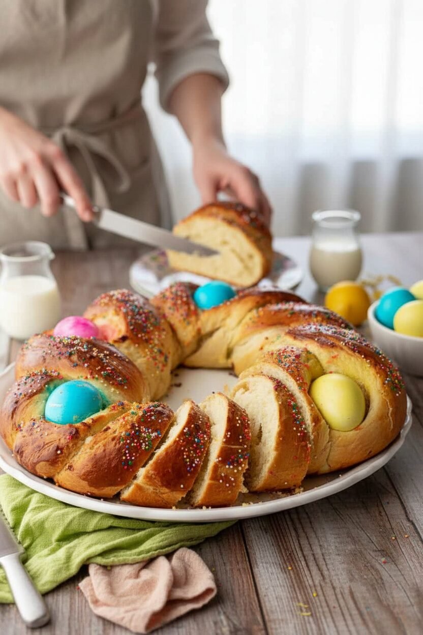 Italian Easter Braid with Dyed Eggs