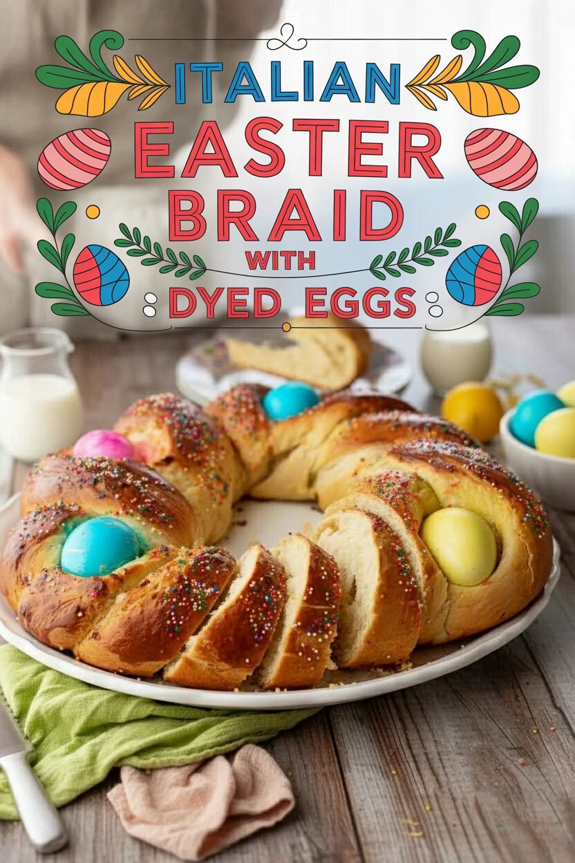 Italian Easter Braid with Dyed Eggs