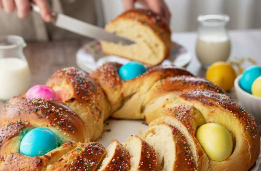 Italian Easter Braid with Dyed Eggs