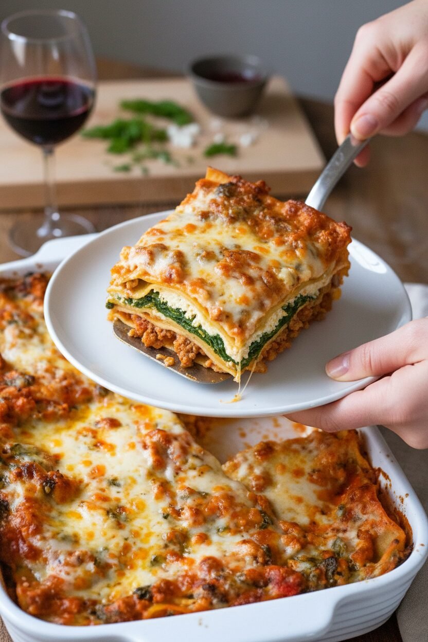 Lean Turkey Spinach Lasagna Bake