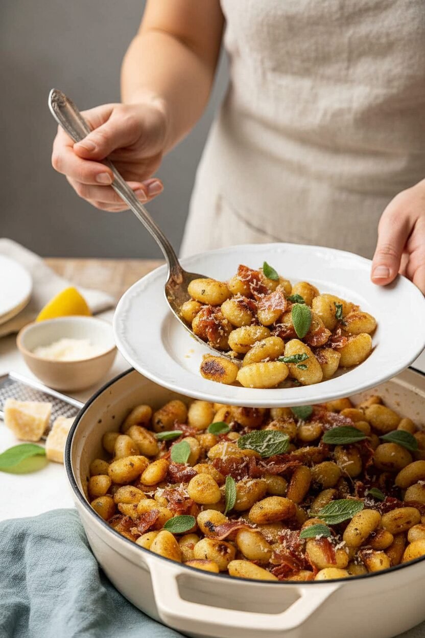Lemon Basil Gnocchi with Crispy Prosciutto